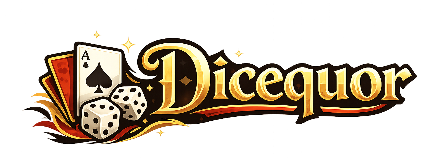 Gaming logo with cards and dice